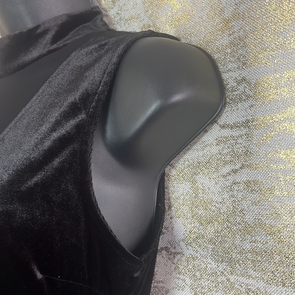 Derek Heart Black Velvet Mesh Front Detail Mini Dress Size M - Picture 8 of 16